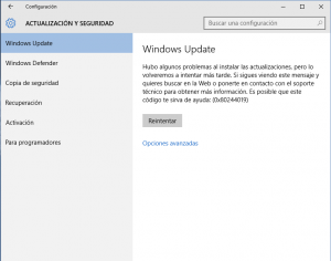 Error (0x80244019) de Windows Update en Windows 10